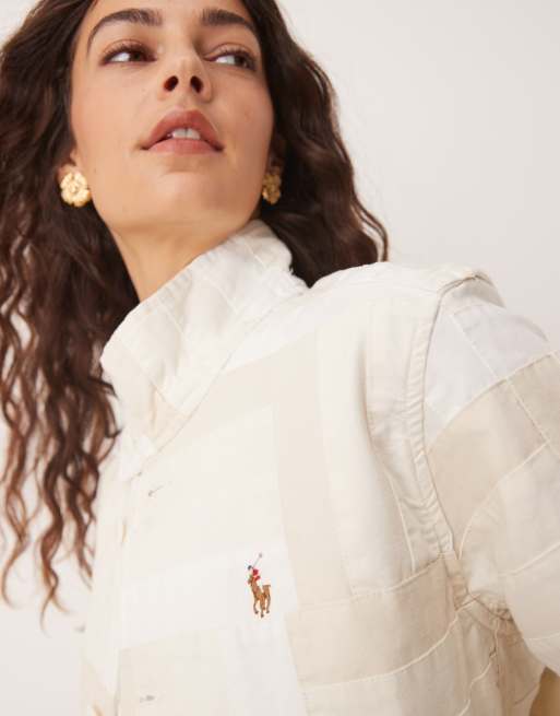 Polo Ralph Lauren – Jacke mit Kontrastaufnäher in Weiß und Creme, 2 von 4