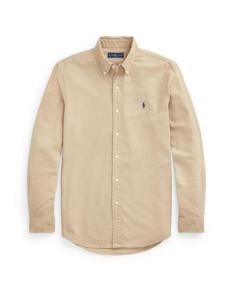 Polo Ralph Lauren – Jasnobrązowa farbowana koszula oxford o dopasowanym kroju z logo - view 1