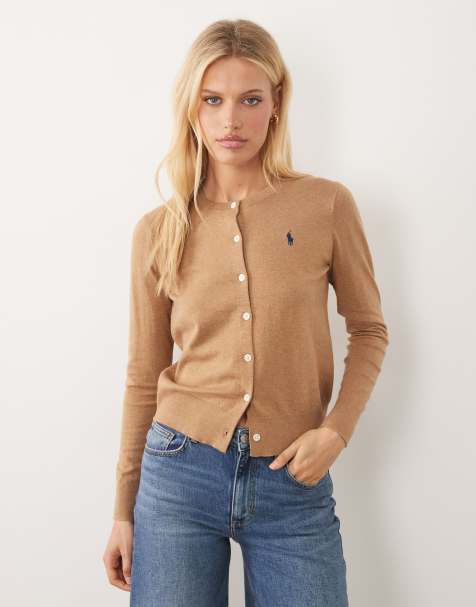 Polo Ralph Lauren – Jasnobrązowy kardigan z dzianiny o drobnym splocie, z logo Icon - view 1