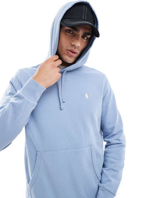 Polo Ralph Lauren – Jasnoniebieska bluza z kapturem z materiału o pętelkowej fakturze z logo