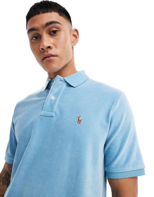 Polo Ralph Lauren – Jasnoniebieska dzianinowa koszulka polo z logo