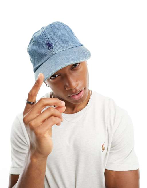 Polo Ralph Lauren – Jasnoniebieska jeansowa baseballowa czapka z daszkiem i logo