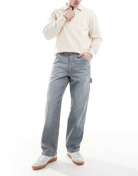 Polo Ralph Lauren dungaree railroad stripe straight fit carpenter jeans in light wash