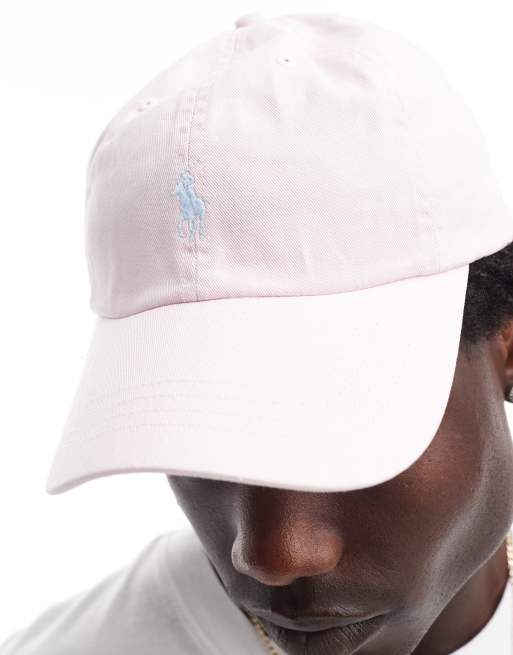 Polo Ralph Lauren – Jasnoróżowa baseballowa czapka z daszkiem i z logo z diagonalu