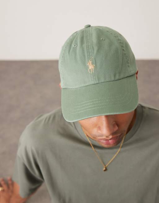 Polo Ralph Lauren – Jasnozielona baseballowa czapka z daszkiem z diagonalu z logo