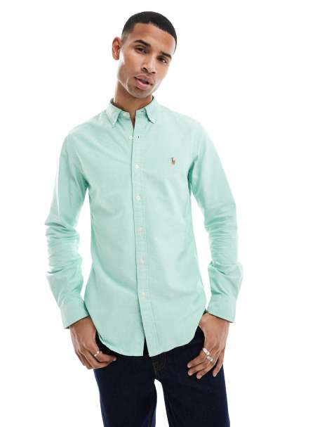 Polo Ralph Lauren icon logo slim fit oxford shirt in light green