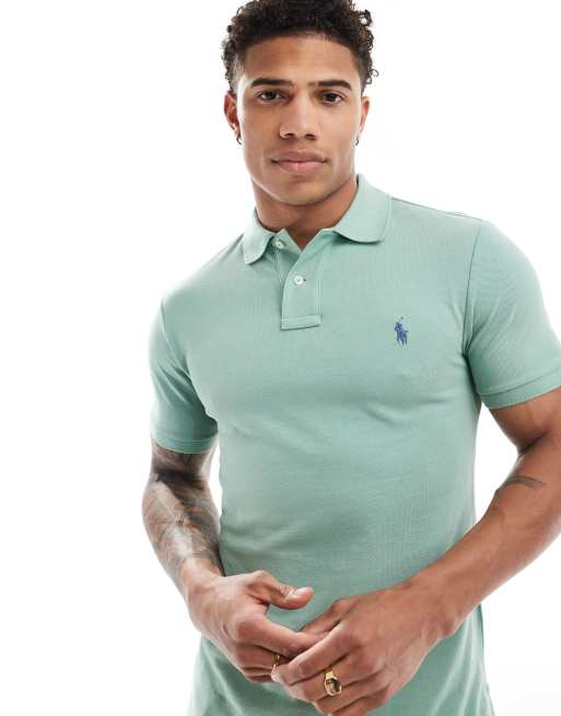 Polo Ralph Lauren – Jasnozielona koszulka polo z piki o dopasowanym kroju z logo
