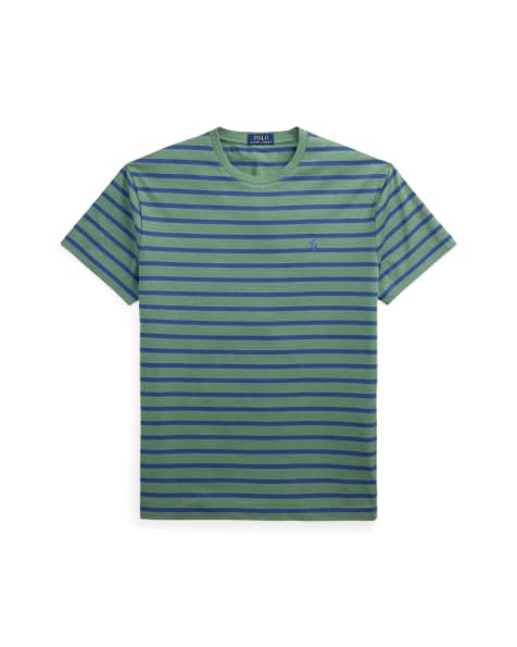 Polo Ralph Lauren icon logo stripe t-shirt in light green/blue