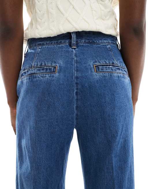 Polo Ralph Lauren Jean taille haute coupe courte ample Bleu moyen