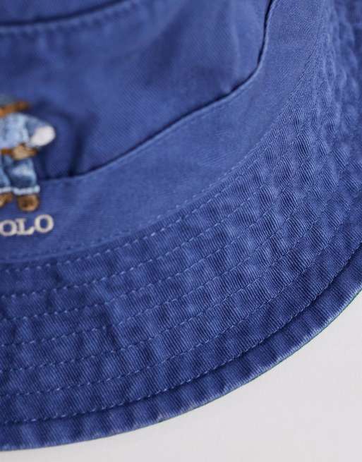 Polo Ralph Lauren – Jeans-Anglerhut in dunklem Jeansblau mit aufgesticktem Bärenlogo, 3 von 3