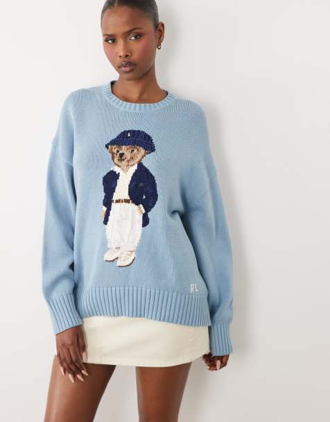 Polo Ralph Lauren - Jersey azul claro con estampado de Polo Bear de punto - view 1