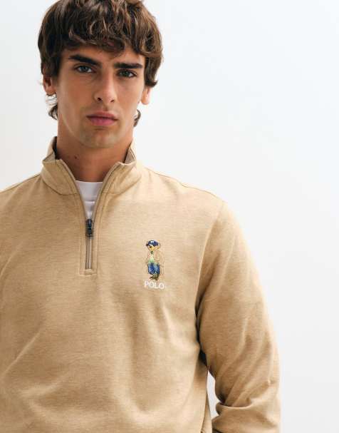 Polo Ralph Lauren - jersey con media cremallera y logo icon en beige - view 1