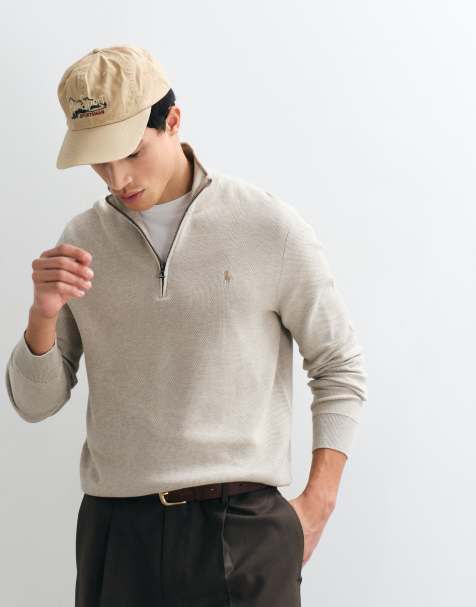 Polo Ralph Lauren - Jersey marrón claro de corte estándar con media cremallera - view 1