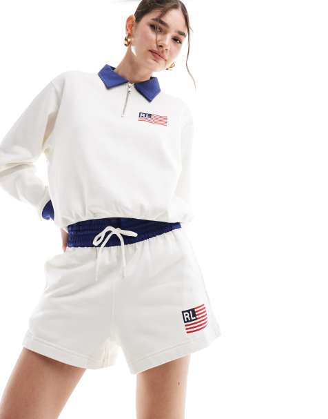 Polo Ralph Lauren - Jersey short met USA logo in crème - view 1