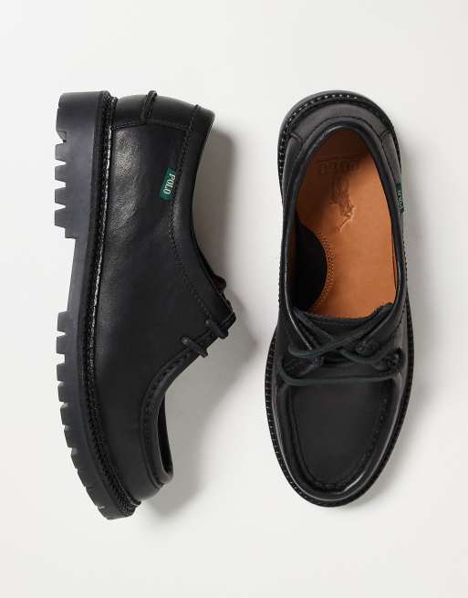 Polo Ralph Lauren Jett Apron moc-toe shoes in black | ASOS