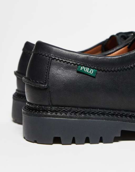 Polo Ralph Lauren Jett Apron moc-toe shoes in black | ASOS