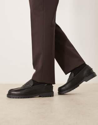 Polo Ralph Lauren Jett Penny buck shoe in black | ASOS