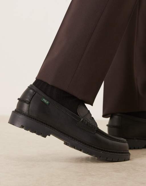 Polo Ralph Lauren Jett Penny buck shoe in black | ASOS