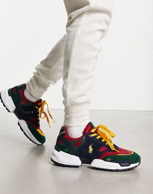Polo Ralph Lauren jogger trainer in multi stripe with pony logo