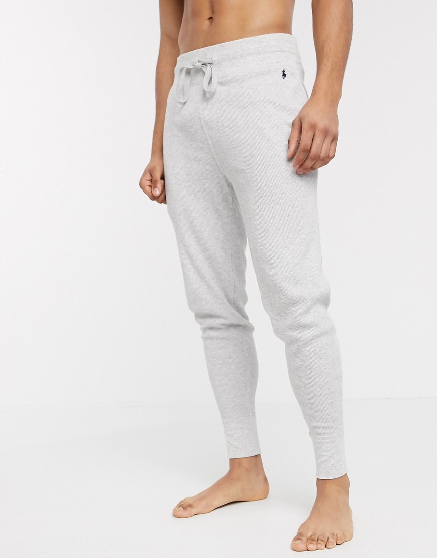 Polo Ralph Lauren - Joggers in piqué grigi con logo e fondo elasticizzato-Grigio