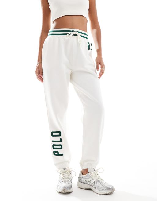 Polo Ralph Lauren joggers with collegiate logo in cream