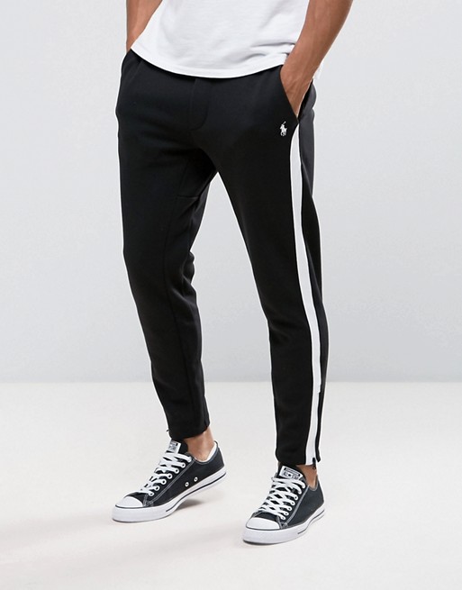 Polo Ralph Lauren Joggers Zip Hem Slim Fit Contrast Detail in Black | ASOS