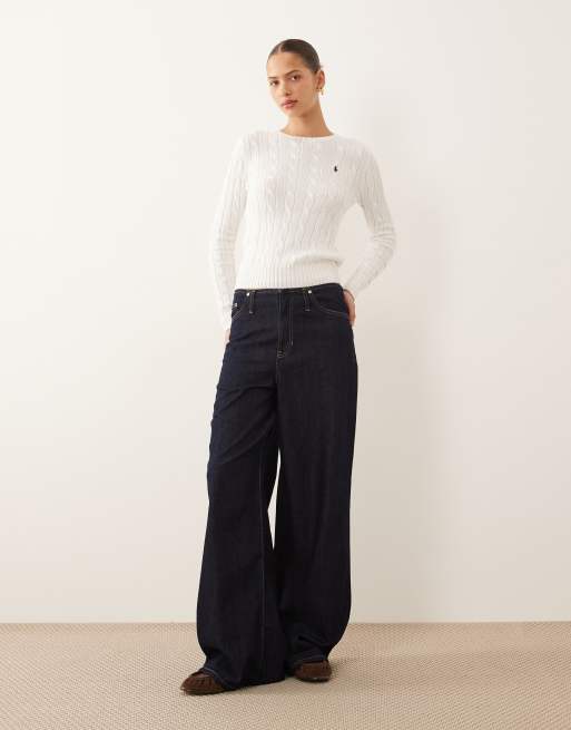 Polo Ralph Lauren - Julianna - Pull en maille torsadée de coton à logo emblématique - Blanc, 4 de 4