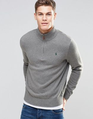 ralph lauren half zip sweatshirt grey