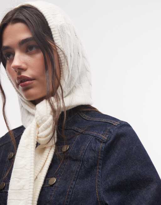 Polo Ralph Lauren kabelstrikket slå om-tørklæde i creme, 3 af 3