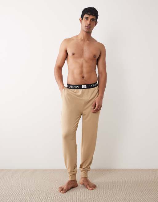 Polo Ralph Lauren – Kakifärgade pyjamasbyxor i vintagestil med emblemlogga