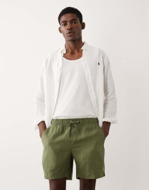 Polo Ralph Lauren - Kakifarvede shorts i hørmateriale - view 1