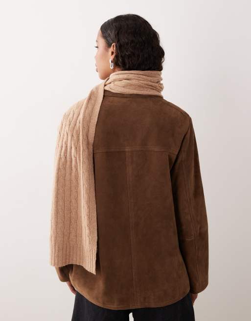 Polo Ralph Lauren – Kamelbeige, flätstickad halsduk med ikonlogga, 3 av 3