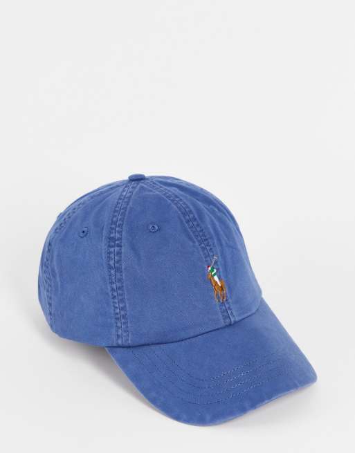 Polo Ralph Lauren – Kappe in Blau mit buntem Polospieler-Logo