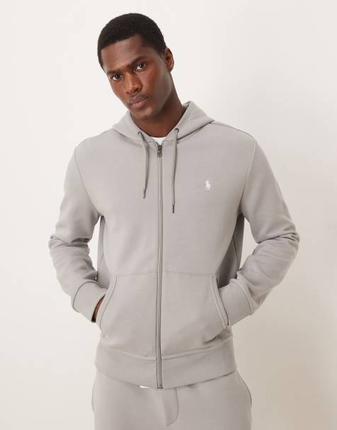 Polo Ralph Lauren – Kapuzenjacke aus Doppelstrick in Grau mit Markenlogo und Reißverschluss - view 1