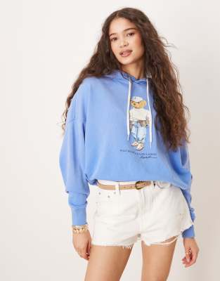 Polo Ralph Lauren - Kapuzenpullover in Blau mit Bär-Print
