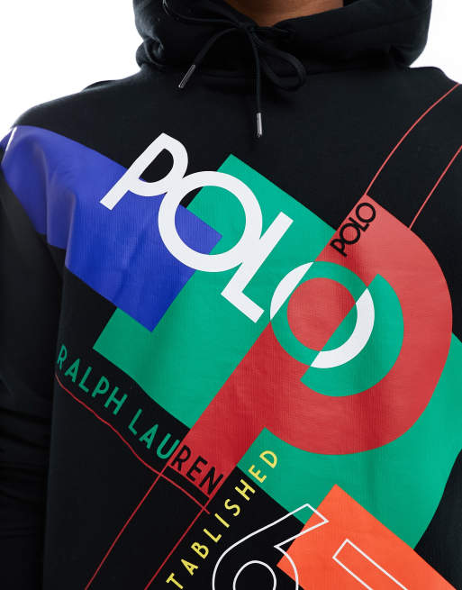 Polo Ralph Lauren – Kapuzenpullover in Schwarz mit Blockfarben-Logoprint, 3 von 4