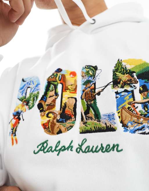 Polo Ralph Lauren – Kapuzenpullover in Weiß mit floralem Logoprint, 2 von 4