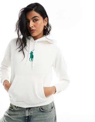 Polo Ralph Lauren - Kapuzenpullover in Weiß mit großem Polospieler-Logo auf der Brust