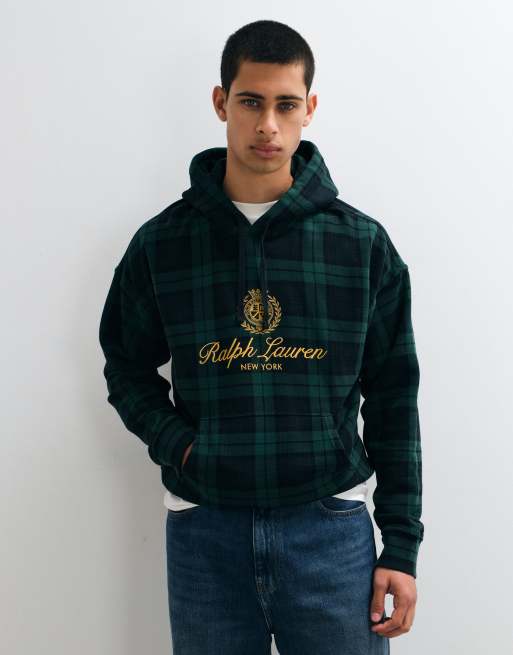 Polo Ralph Lauren Kapuzenpullover mit großem Icon-Wappen und Karomuster, 3 von 5