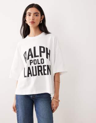Polo Ralph Lauren - Kastiges T-Shirt in Weiß mit Logo auf der Brust