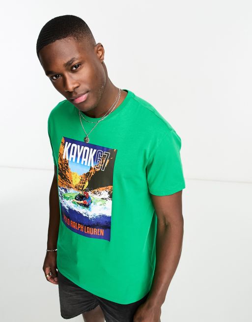 Polo Ralph Lauren kayak print t-shirt classic fit in mid green | ASOS