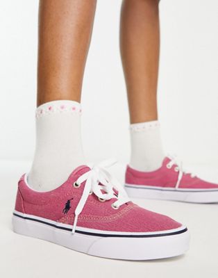 Polo Ralph Lauren keaton trainer in pink colour changing with pony logo - ASOS Price Checker