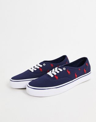 Polo Ralph Lauren keaton trainer in navy with all over pony logo