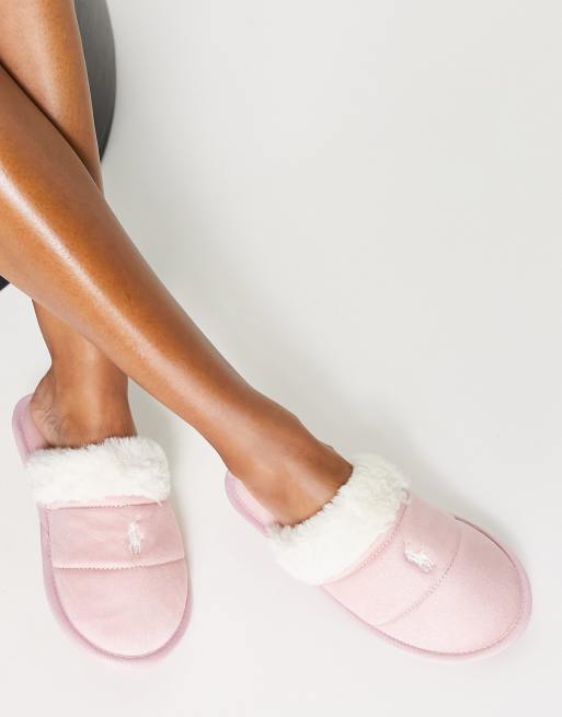 Polo Ralph Lauren Kelcie padded slippers in pink | ASOS