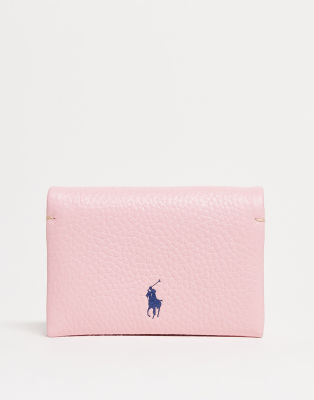 Polo Ralph Lauren - Klappbares Kartenetui aus rosa Leder mit Polospieler-Logo