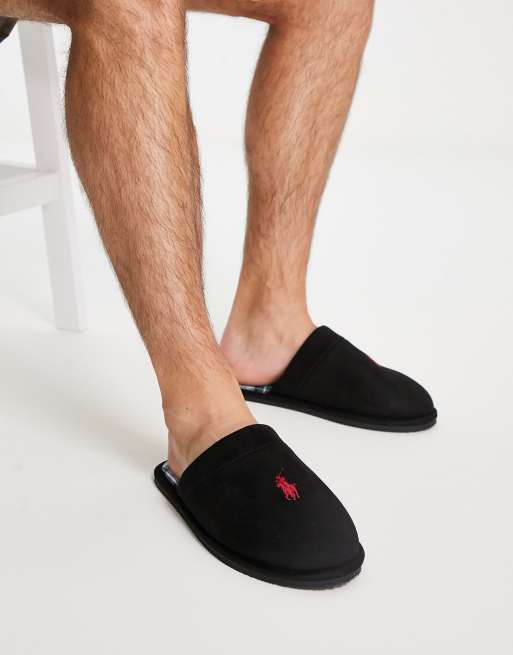 Kæledyr Koncentration margen Polo Ralph Lauren klarence mule slippers in black and red | ASOS