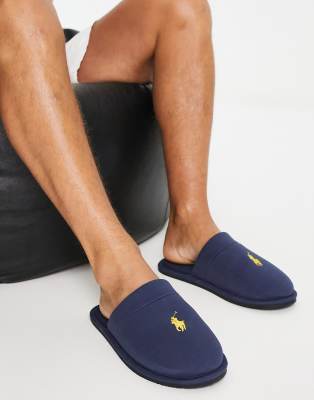 Polo Ralph Lauren klarence mule slippers in navy and gold