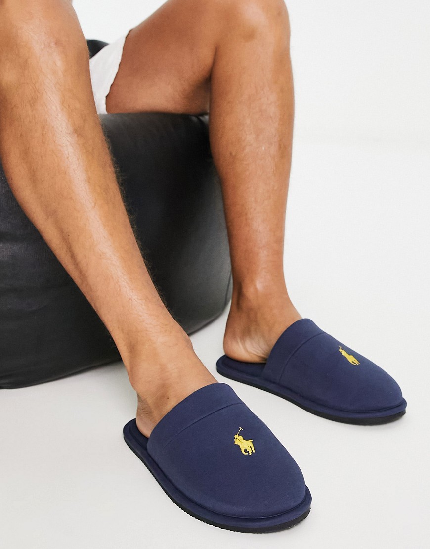 Polo Ralph Lauren Klarence Mule Slippers In Navy And Gold