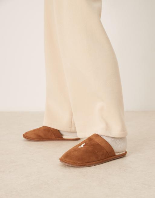 Polo Ralph Lauren – Klarence – Pantoffeln in Hellbraun mit Markenlogo, 4 von 4