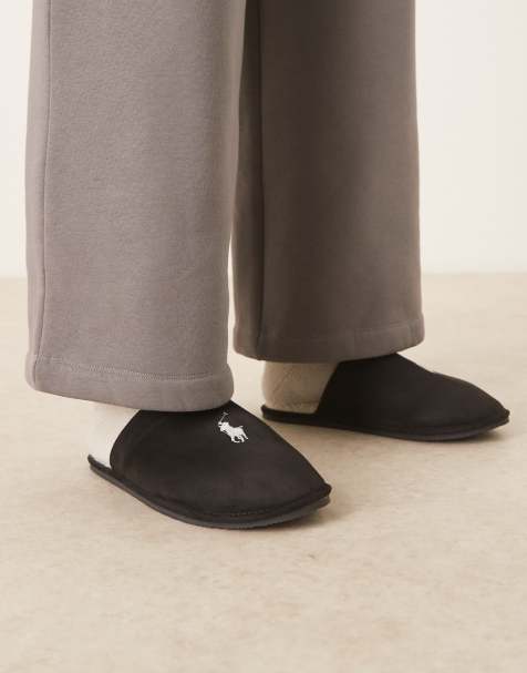 Polo Ralph Lauren - Klarence - Pantofole nere con logo - view 1